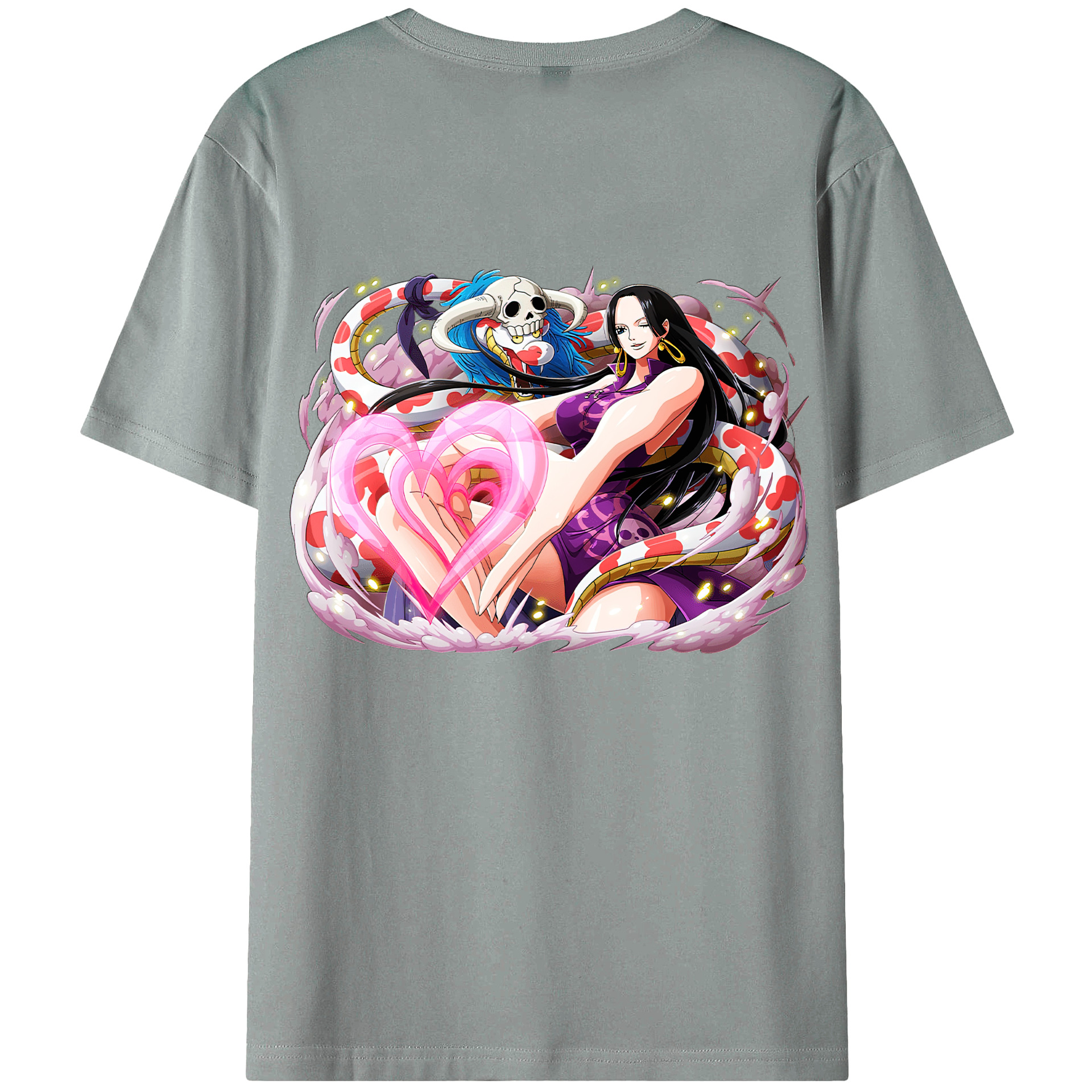 ワンピース ボア・ハンコック ONE PIECE Boa·Hancock 綿100％ メンズ半袖Tシャツ（バックプリント） 通気性